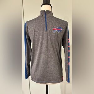 NFL TEAM APPAREL Size 14 (Boys) Buffalo Bills Gray Quarter Zip Athletic Shirt